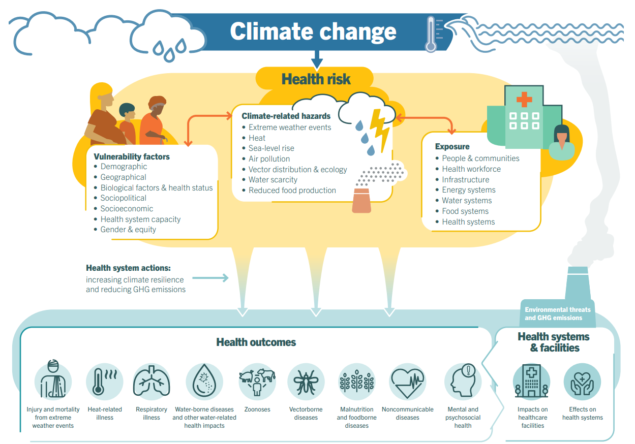 Image depicting the health outcomes from climate change