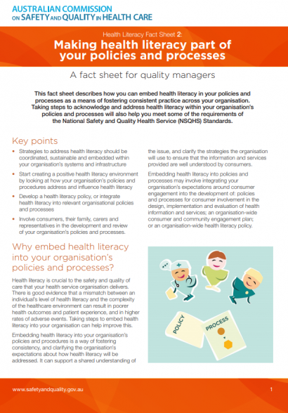 Fact Sheet 2 - Health Literacy - Making Health Literacy Part Of Your ...