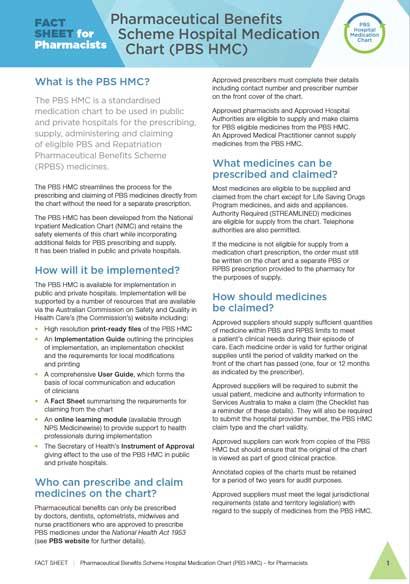 Pharmaceutical Benefits Scheme Hospital Medication Chart (PBS HMC ...