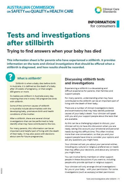 Investigations For Stillbirth - Information For Parents | Australian ...