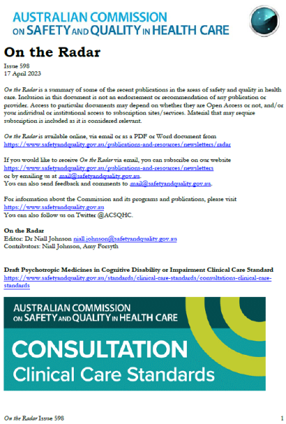 On The Radar Issue 598 | Australian Commission On Safety And Quality In ...