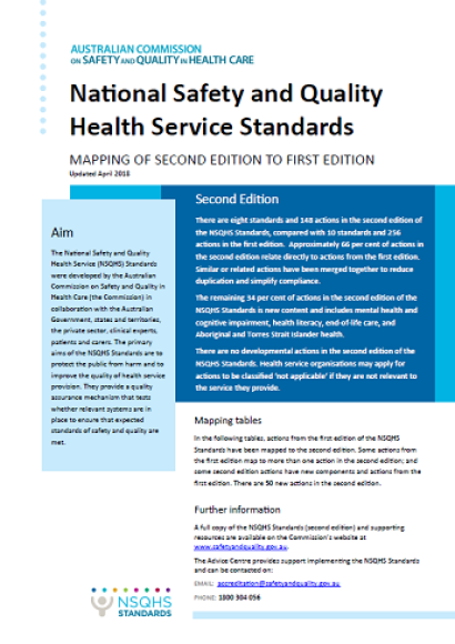 National Safety And Quality Health Service Standards Mapping Of Second ...