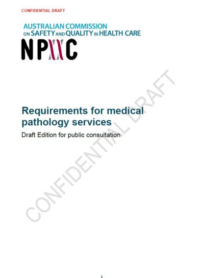 Draft Requirements for medical pathology services